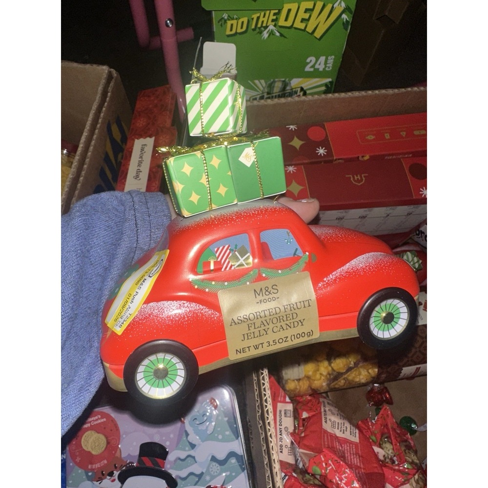 M&S Push Along Christmas Candy Car‎ Tin with Jellies - 2.29oz